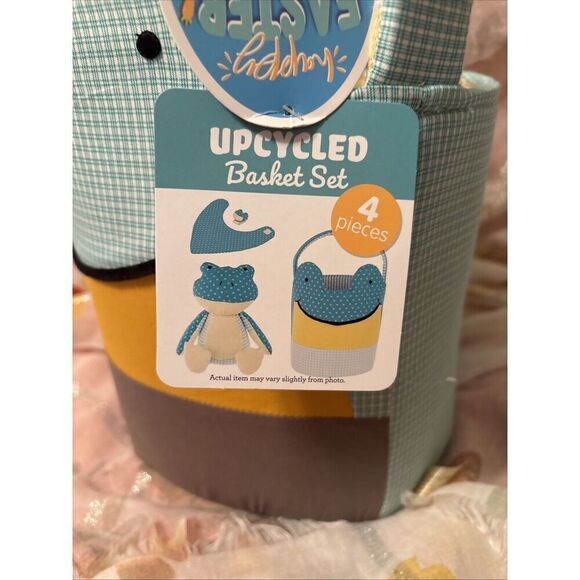 Frog Easter Basket 4pc Dandee  Kipekee 13" Plush Basket, Plush, Rattle & Bib - Picture 5 of 6